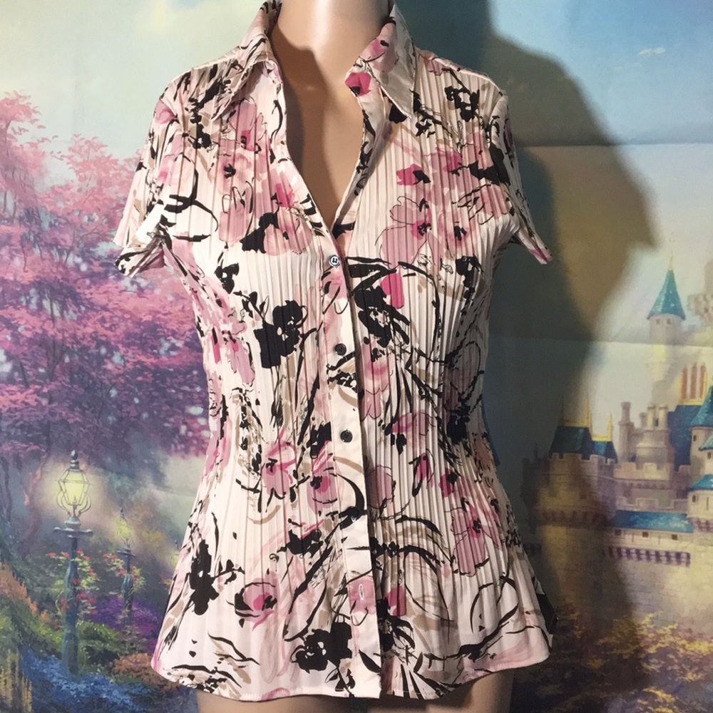 Apt 9 Short Sleeves abstract Floral Blouse Size M